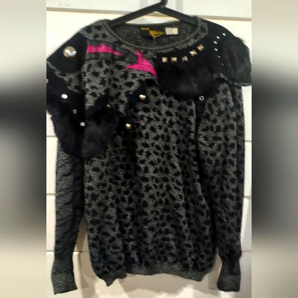 Vintage 1980s Graced by Starr Large Rocker Sweater - Picture 1 of 14